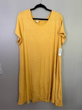 Old Navy Golden Yellow Short-Sleeve A-Line Midi Dress